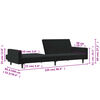 vidaXL Sofa Bed Black Velvet (100% polyester), wood, plastic Medium