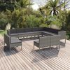 vidaXL Garden Lounge Set Grey PE Rattan, Powder-coated steel, Polyester
