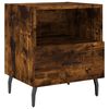 vidaXL Bedside Cabinet Set of 2 Smoked oak Engineered wood, iron, aluminum