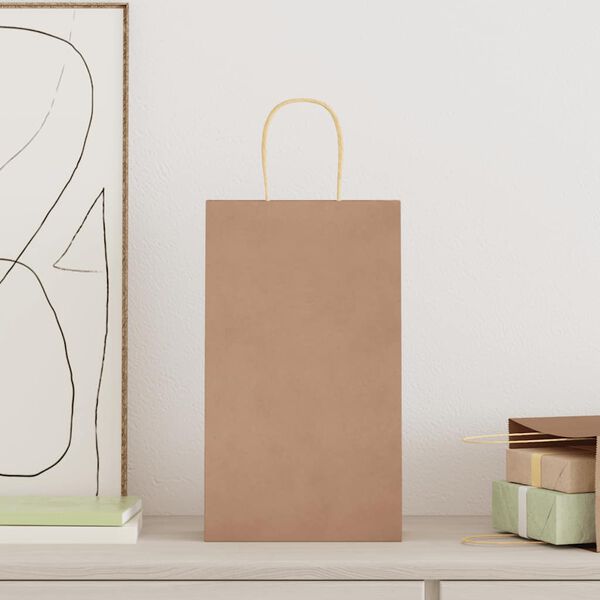 vidaXL Paper Bags 50 pcs with Handles Brown 21x11x36 cm