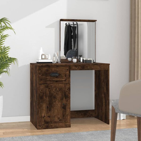 vidaXL Dressing Table Smoked Oak Engineered Wood 35.4 x 19.7 x 52.2 in