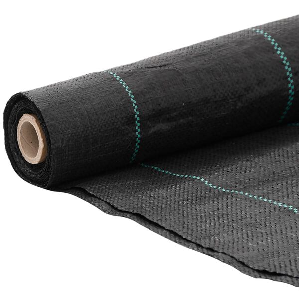 vidaXL Weed Membrane Black with green stripes 100% Polypropylene (PP)
