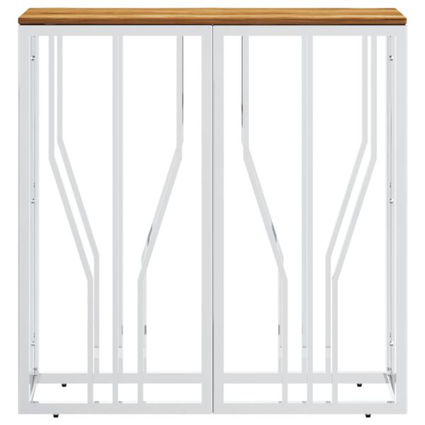 vidaXL Console Table Silver Stainless Steel, Solid Acacia Wood