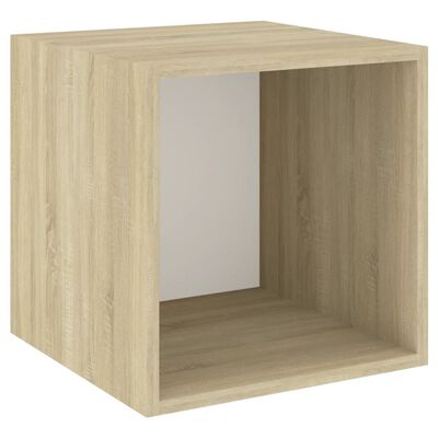 vidaXL 2 Piece TV Stand Set White and Sonoma Oak Engineered Wood