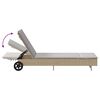 vidaXL Sun Lounger with Wheels and Cushion Beige Poly Rattan