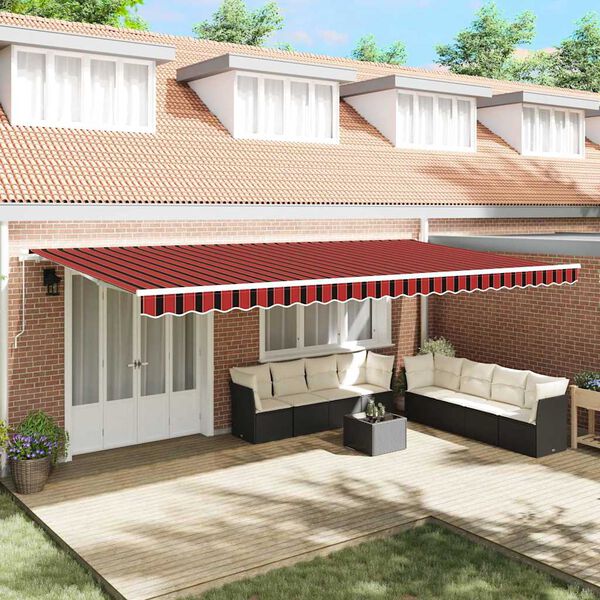 vidaXL Retractable Awning Orange and Brown 236.2" x 118.1" fabric