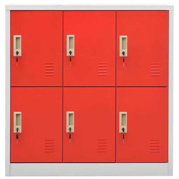 vidaXL Locker Cabinet Set of 5 Light grey and red Steel Medium
