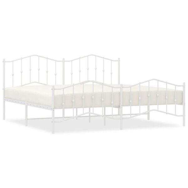 vidaXL Bed Frame White Steel 78.7 x 78.7 in Bed Frame Rectangular