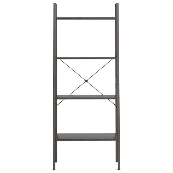 vidaXL Standing Shelf Black Engineered wood, Steel Medium Bookshelf