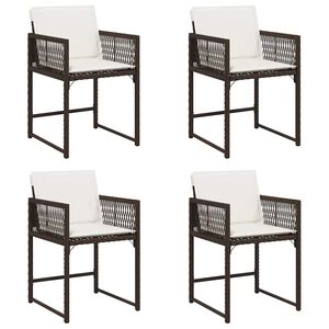 vidaXL Garden Chair Set of 4 Brown PE rattan, powder-coated steel
