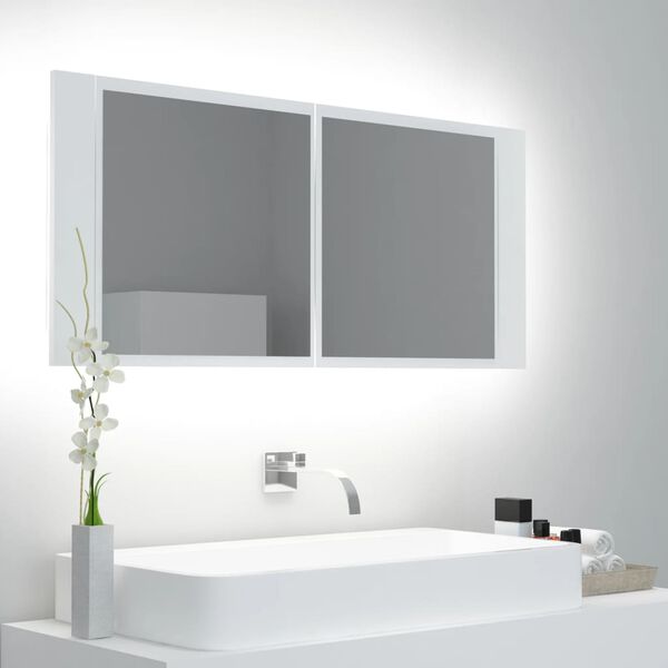 vidaXL Led Mirror Cabinet White Engineered wood, acrylic