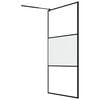 vidaXL Walk-in Shower Wall with Shelf Black 45.3"x76.8" ESG Glass&Aluminum