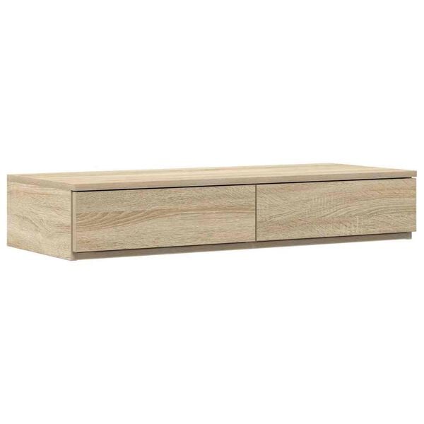 vidaXL Bed Drawers Sonoma Oak 31.50 x 14.37 x 6.50 in Engineered Wood