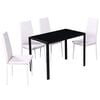vidaXL Dining Set Black and White Tempered Glass, Iron, Faux Leather, Wood