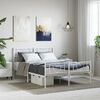 vidaXL Bed Frame White Powder-coated steel Small Double Bed Frame