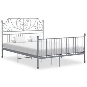 vidaXL Bed Frame Gray Powder-coated metal Double Durable Bed Frame