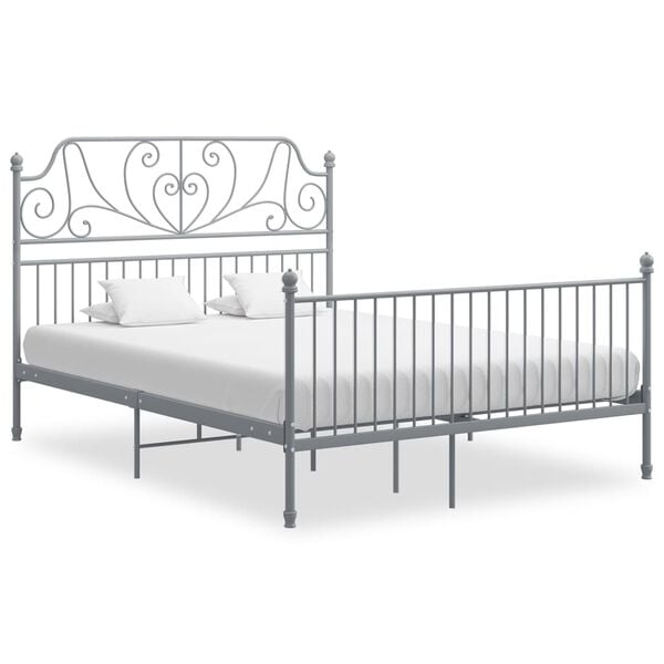 vidaXL Bed Frame Gray Powder-coated metal Double Durable Bed Frame