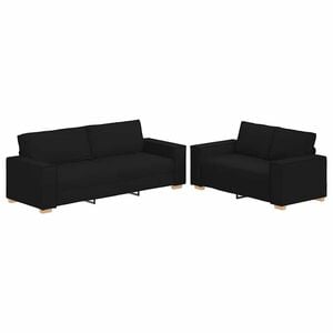 vidaXL Sofa Set Black Fabric (100% polyester), metal, plywood, solid wood