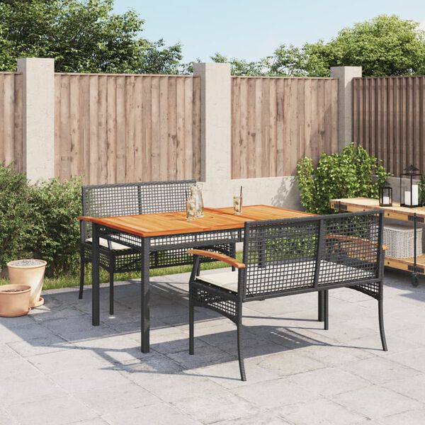 vidaXL Garden Dining Set Black, Cream White