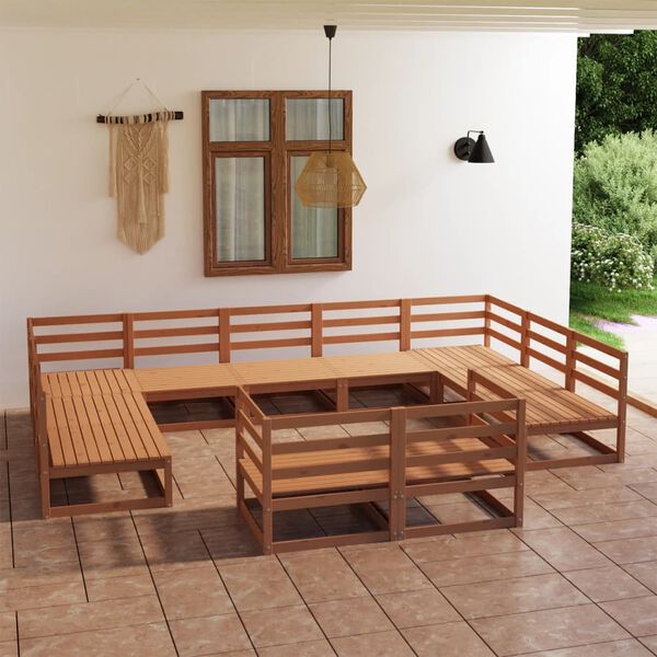 vidaXL Garden Lounge Set Honey Brown Solid Pine Wood Large Modular