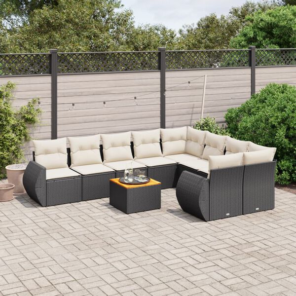 vidaXL Garden Sofa Set Black, Cream White