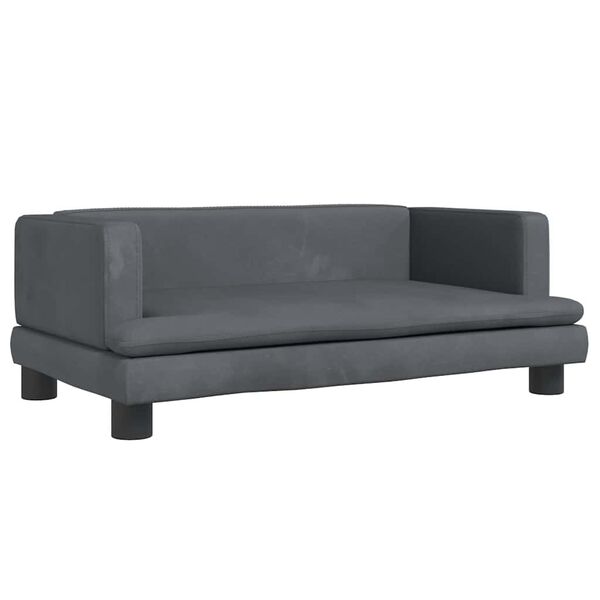vidaXL Kids Sofa Dark Grey Velvet, Pine Wood, Foam Mini Rounded corners