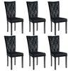 vidaXL Dining Chair Set of 6 Black Polyester Velvet, Wood Standard