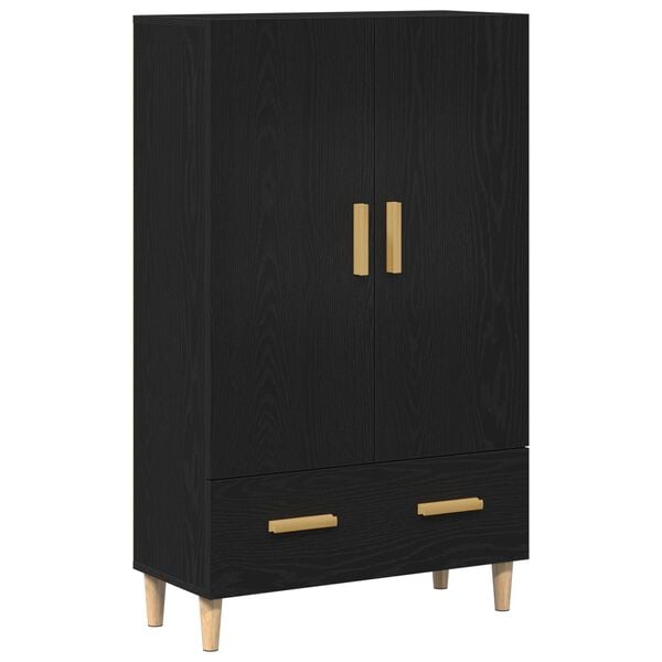 vidaXL Highboard Black Oak 27.56 x 12.20 x 45.28 in Engineered Wood