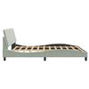 vidaXL Bed Frame with LED without Mattress "Hanko" Light Gray 72"x83.9"Velvet
