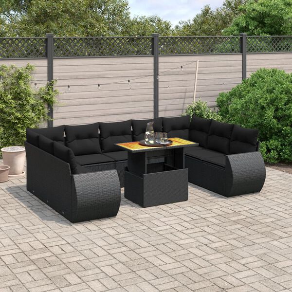 vidaXL Garden Sofa Set Black