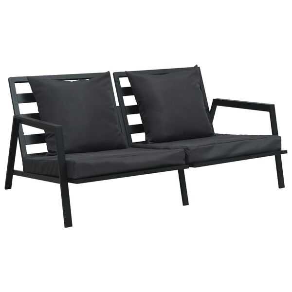 vidaXL Garden Sofa Dark Grey Powder-coated aluminum, polyester fabric, glass