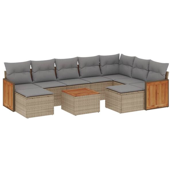 vidaXL Garden Sofa Set Beige, Light Grey