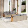 vidaXL 9 Piece Patio Sofa Set with Cushions Beige Poly Rattan