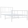 vidaXL Bed Frame White Powder-Coated Steel Small Single