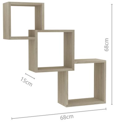 vidaXL Cube Wall Shelves Sonoma Oak 26.8"x5.9"x26.8" Engineered Wood