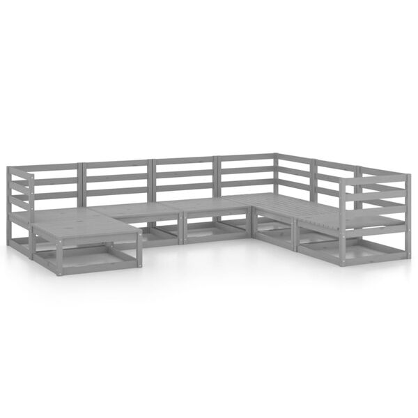 vidaXL Garden Lounge Set Gray Solid pine wood Large Modular