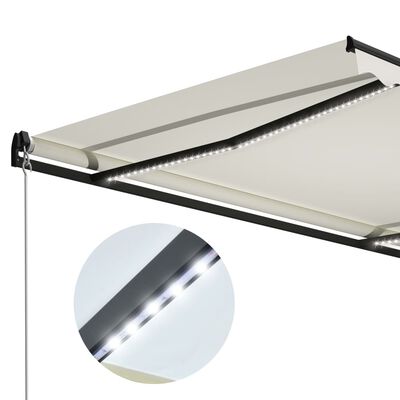 vidaXL Manual Retractable Awning with LED 157.5"x118.1" Cream