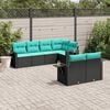 vidaXL Patio Sofa Set Black and Blue