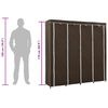 vidaXL Wardrobe Brown Iron tube and 100% polyester Large Wardrobe