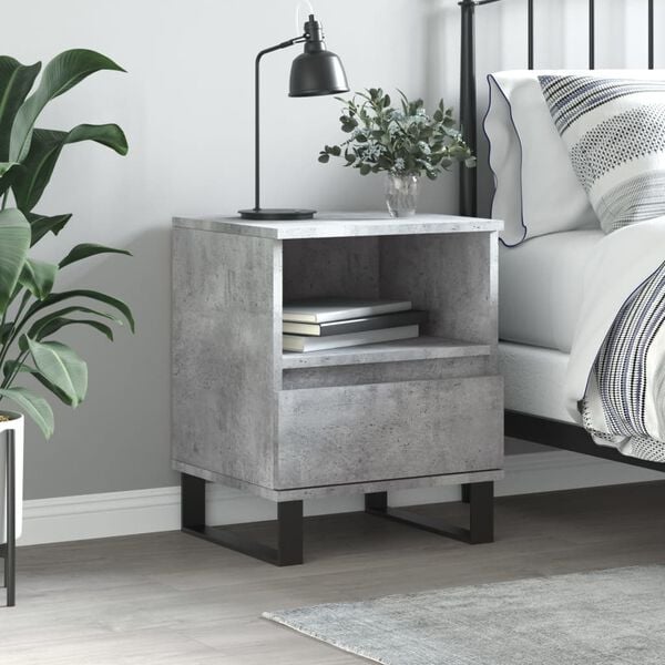 vidaXL Bedside Cabinet Concrete Grey Engineered Wood Small