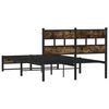 vidaXL Bed Frame Smoked oak Steel, Engineered wood Small Double