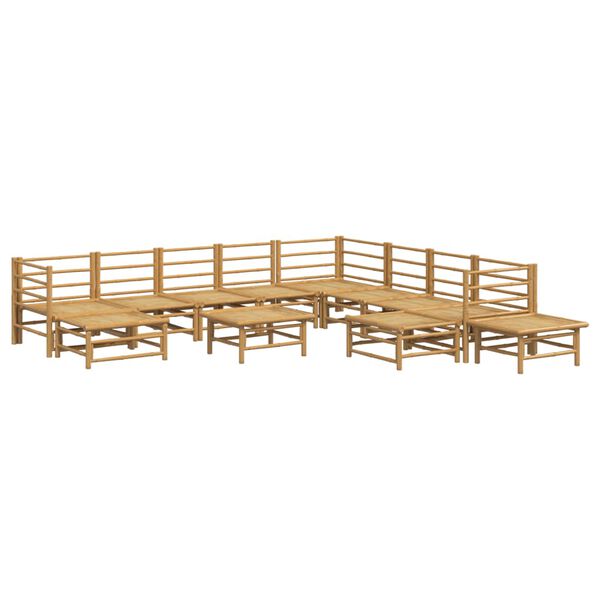 vidaXL Garden Lounge Set Natural Bamboo, Light Grey
