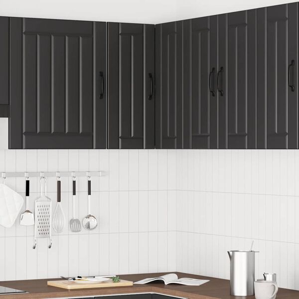 vidaXL Kitchen Wall Corner Cabinet Black Engineered wood Medium