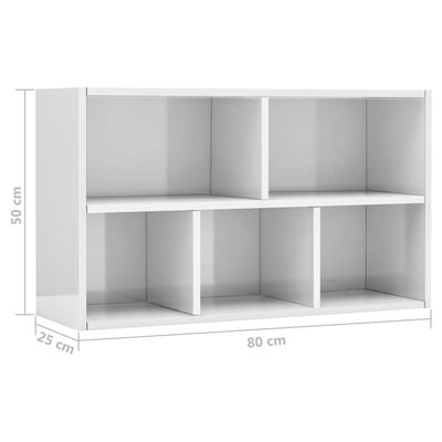 vidaXL Book Cabinet/Sideboard High Gloss White 19.7" x 9.8" x 31.5" Engineered Wood