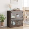vidaXL Side Cabinet Brown oak Engineered wood, glass Small Side Cabinet
