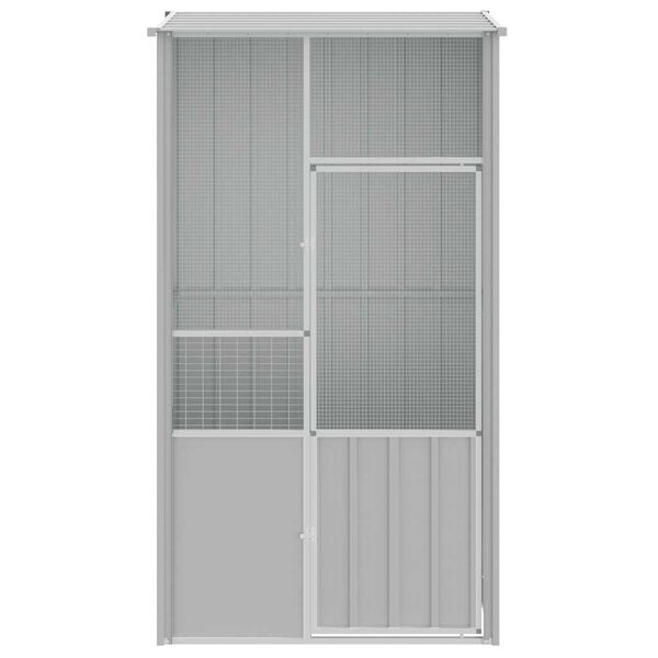 vidaXL Bird Cage Grey Galvanized Steel Large Bird Cage Rectangular