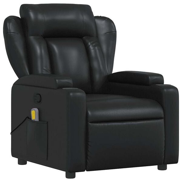 vidaXL Massage Recliner Chair Black Faux leather, metal, plywood Single