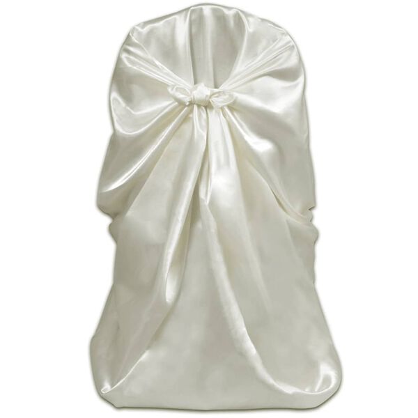 vidaXL Chair Cover Set of 12 Cream Satin (100% Polyester) Universal Fit