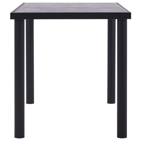 vidaXL Dining Table Black and Concrete Grey MDF, Metal 55.1 x 27.6 in