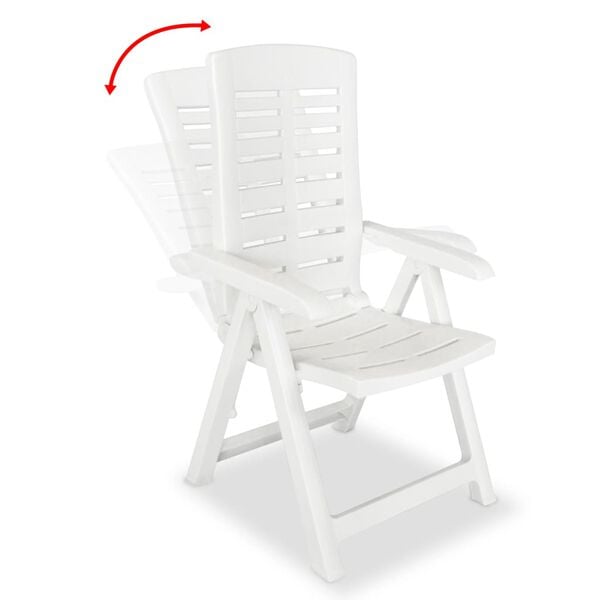 vidaXL Garden Chair Set of 4 White Plastic Medium Foldable
